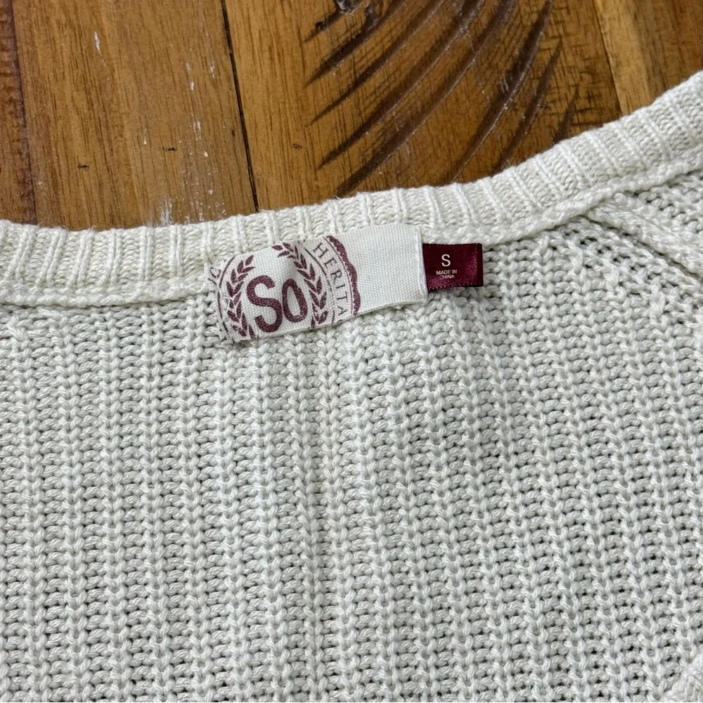 SO Cream Knitted Long Sleeve V Neck Sweatshirt - Picture 5 of 9
